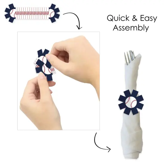 Big Dot of Happiness Batter Up - Baseball - Baby Shower or Birthday Party Paper Napkin Holder - Napkin Rings - Set of 24 {6}