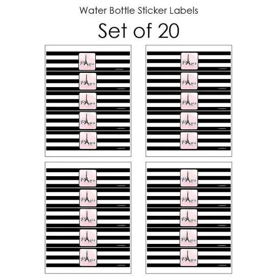 Big Dot of Happiness Paris, Ooh La La - Paris Themed Baby Shower or Birthday Party Water Bottle Sticker Labels - Set of 20 {4}