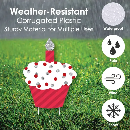 Big Dot of Happiness Colorful Happy Birthday - Cupcake and Balloon Yard Sign and Outdoor Lawn Decorations - Birthday Yard Signs - Set of 8 {4}