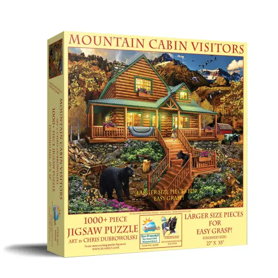Sunsout Mountain Cabin Visitors 1000 pc Large Pieces Jigsaw Puzzle 46008 {3}