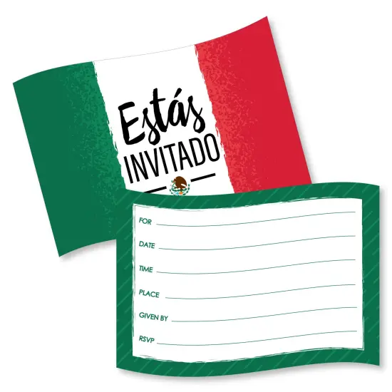 Big Dot of Happiness Viva Mexico - Shaped Fill-In Invitations - Mexican Independence Day Party Invitation Cards with Envelopes - Set of 12 {1}