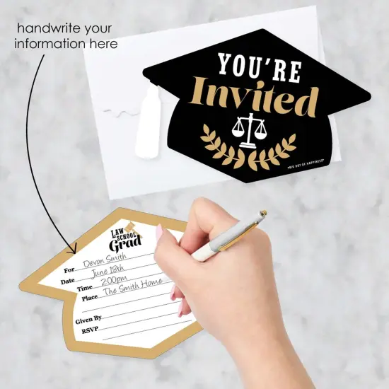 Big Dot of Happiness Law School Grad - Shaped Fill-in Invitations - Future Lawyer Graduation Party Invitation Cards with Envelopes - Set of 12 {3}