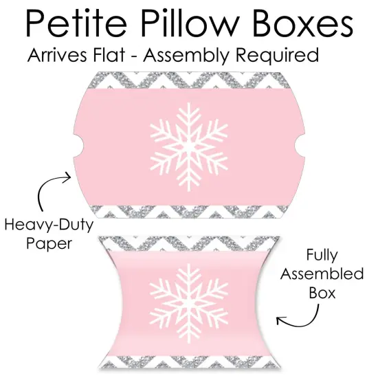 Big Dot of Happiness Pink Winter Wonderland - Favor Gift Boxes - Holiday Snowflake Birthday Party and Baby Shower Petite Pillow Boxes - Set of 20 {7}