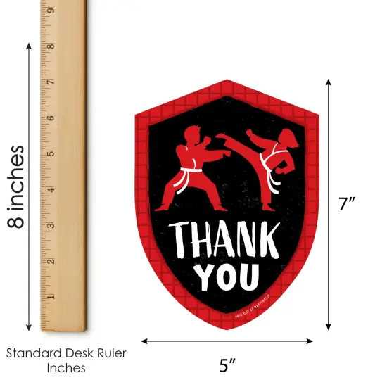 Big Dot of Happiness Karate Master - Shaped Thank You Cards - Martial Arts Birthday Party Thank You Note Cards with Envelopes - Set of 12 {7}