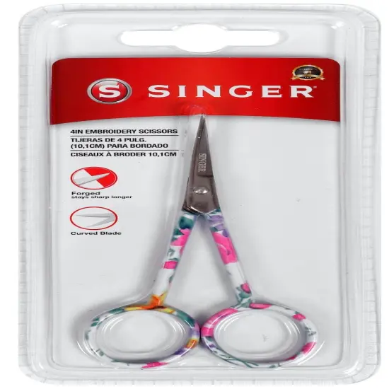 SINGER Curved Embroidery Scissors 4"-Floral {1}