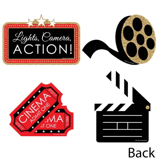 Big Dot of Happiness Red Carpet - Clapboard, Movie Tickets and Film Reel Decorations DIY Movie Night Party Essentials - Set of 20 {4}