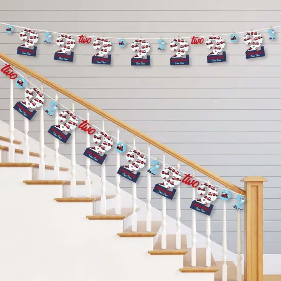 Big Dot of Happiness 2nd Birthday Railroad Party Crossing - Chugga Chugga Two Two - Train Birthday Party Decor - Clothespin Garland Banner - 44 Pieces {3}