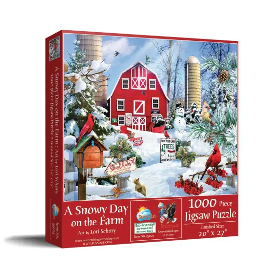 Sunsout A Snowy Day on the Farm 1000 pc Christmas Jigsaw Puzzle 35025 {3}