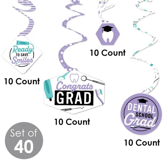 Big Dot of Happiness Dental School Graduation Hygienist Decorations Hanging Swirls - Set of 40 {6}