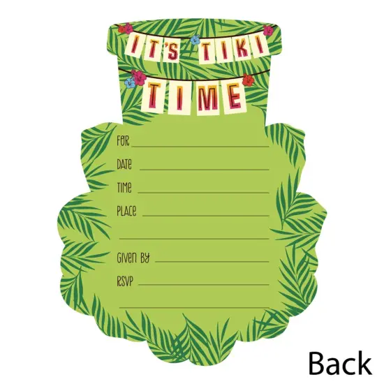 Big Dot of Happiness Tiki Luau - Shaped Fill-in Invitations - Tropical Hawaiian Summer Party Invitation Cards with Envelopes - Set of 12 {4}