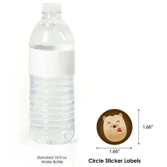 Big Dot of Happiness Forest Hedgehogs - Woodland Birthday Party or Baby Shower Circle Sticker Labels - 24 Count {4}