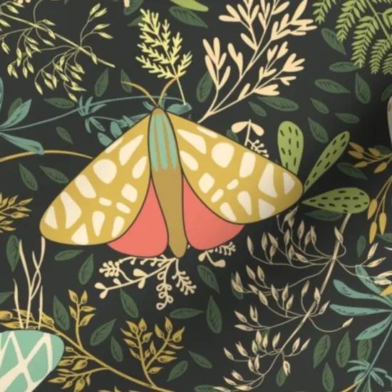 Various Fabrics by the Yard or Fat Quarter Moths Butterflies Green Leaves Nature Botanical Fantasy Garden Insects Botany Custom Printed Fabric by Spoonflower {7}