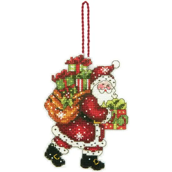 Dimensions Plastic Canvas Ornament Kit 3.25"X4.5"-Santa With Bag {2}