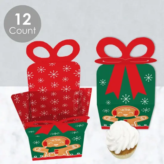 Big Dot of Happiness Gingerbread Christmas - Square Favor Gift Boxes - Gingerbread Man Holiday Party Bow Boxes - Set of 12 {4}