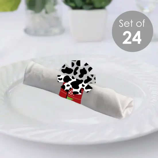 Big Dot of Happiness Farm Animals - Barnyard Baby Shower or Birthday Party Paper Napkin Holder - Napkin Rings - Set of 24 {3}