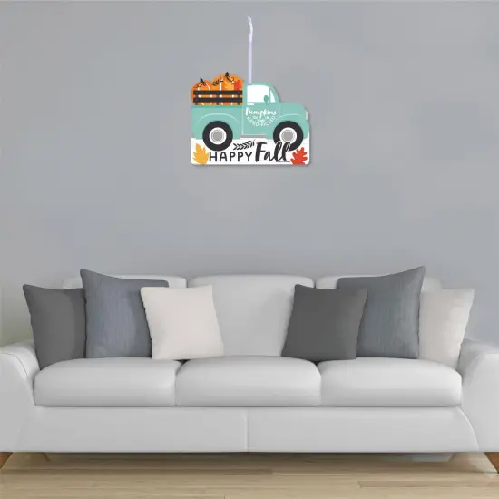 Big Dot of Happiness Happy Fall Truck - Hanging Porch Harvest Pumpkin Party Outdoor Decorations - Front Door Decor - 1 Piece Sign {4}