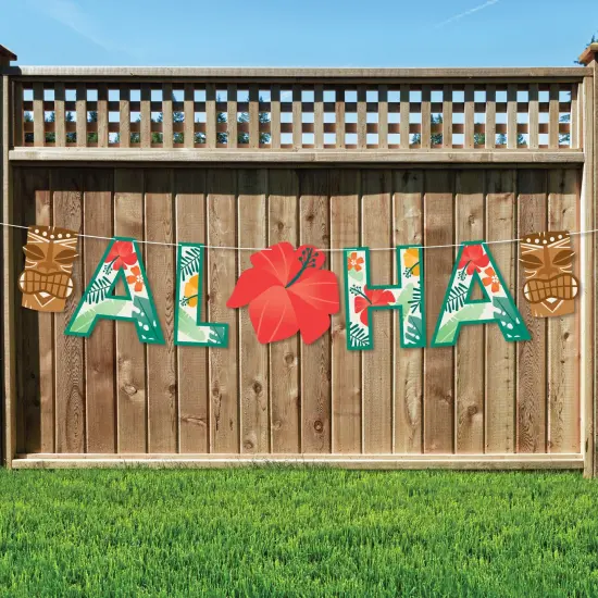 Big Dot of Happiness Tropical Luau - Hawaiian Beach Party Decorations - Aloha - Outdoor Letter Banner {1}