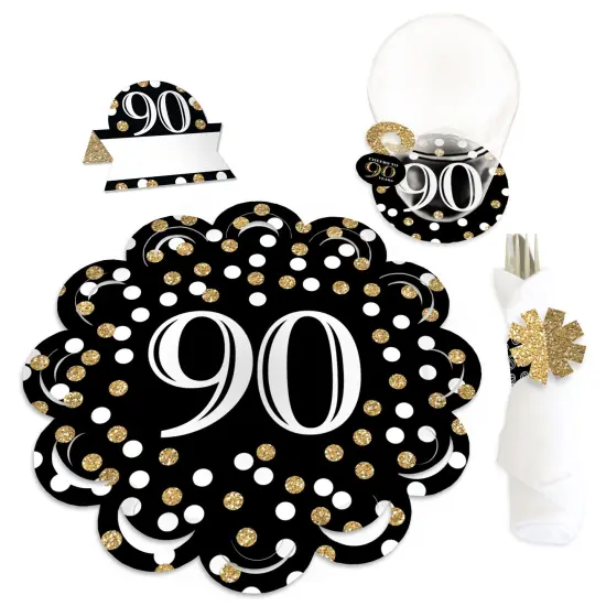 Big Dot of Happiness Adult 90th Birthday - Gold - Birthday Party Paper Charger and Table Decorations - Chargerific Kit - Place Setting for 8 {1}