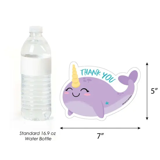 Big Dot of Happiness Narwhal Girl - Shaped Thank You Cards - Under The Sea Baby Shower or Birthday Party Thank You Note Cards & Envelopes - Set of 12 {7}