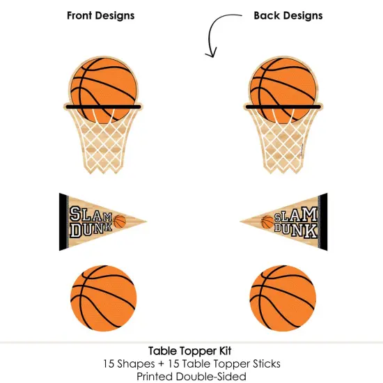 Big Dot of Happiness Nothin' but Net - Basketball - Baby Shower or Birthday Party Centerpiece Sticks - Table Toppers - Set of 15 {6}