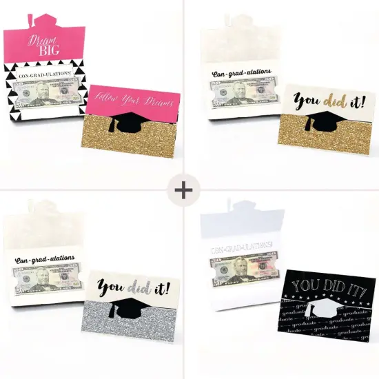 Big Dot of Happiness Assorted Graduation Cards - Graduation Party Money Holder Cards - Set of 8 {3}