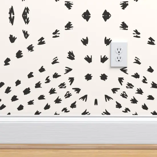 Pre-Pasted Wallpaper 2FT Wide Bohemian Mud Cloth Boho Modern Dots Black And White Farmhouse Custom Pre-pasted Wallpaper by Spoonflower {4}