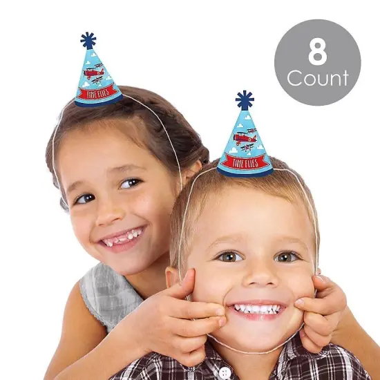 Big Dot of Happiness Taking Flight - Airplane - Mini Cone Vintage Plane Baby Shower or Birthday Party Hats - Small Little Party Hats - Set of 8 {3}