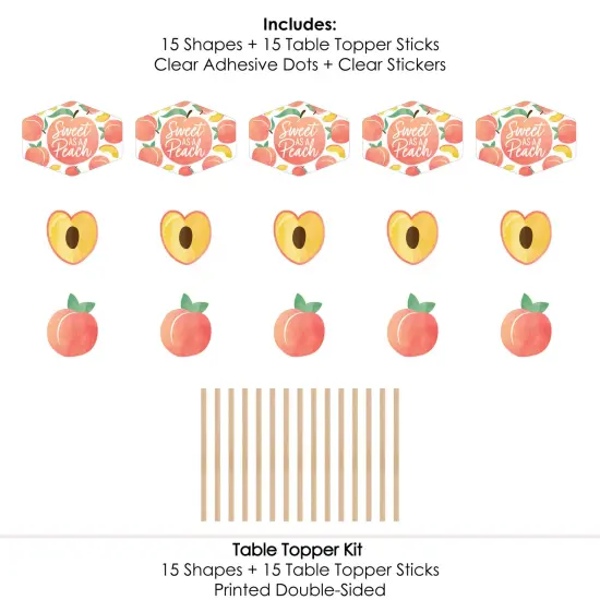 Big Dot of Happiness Sweet as a Peach - Fruit Themed Baby Shower or Birthday Party Centerpiece Sticks - Table Toppers - Set of 15 {7}