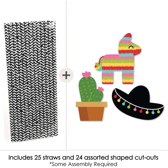 Big Dot of Happiness Let's Fiesta - Paper Straw Decor - Fiesta Party Striped Decorative Straws - Set of 24 {4}
