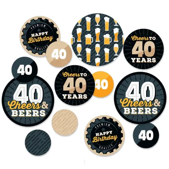 Big Dot of Happiness Cheers and Beers to 40 Years - 40th Birthday Party Giant Circle Confetti - Party Decorations - Large Confetti 27 Count {1}