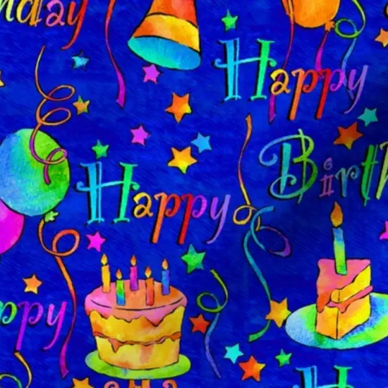 Various Fabrics by the Yard or Fat Quarter Kids, Birthday Party, Happy Birthday, Rainbow, Cake, Balloons, Children, Streamers, Multi Colored Custom Printed Fabric by Spoonflower {7}