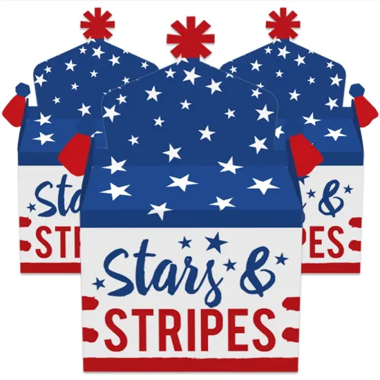 Big Dot of Happiness Stars & Stripes - Treat Box Party Favors - Memorial Day, 4th of July and Labor Day Patriotic Party Goodie Gable Boxes - Set of 12 {3}