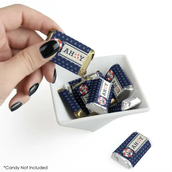 Big Dot of Happiness Ahoy - Nautical - Mini Candy Bar Wrapper Stickers - Baby Shower or Birthday Party Small Favors - 40 Count {3}