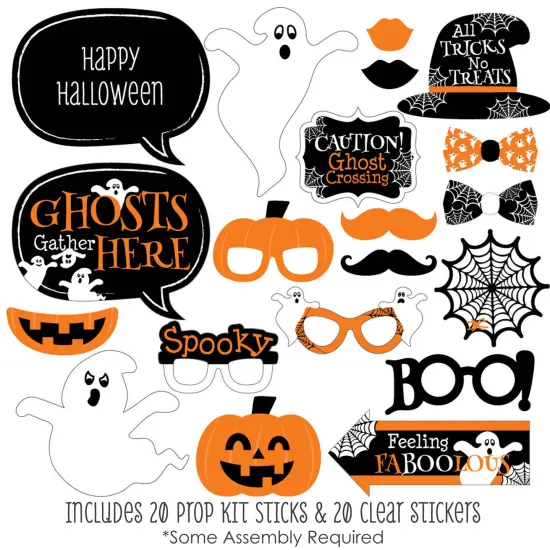 Big Dot of Happiness Spooky Ghost - Halloween Party Photo Booth Props Kit - 20 Count {3}