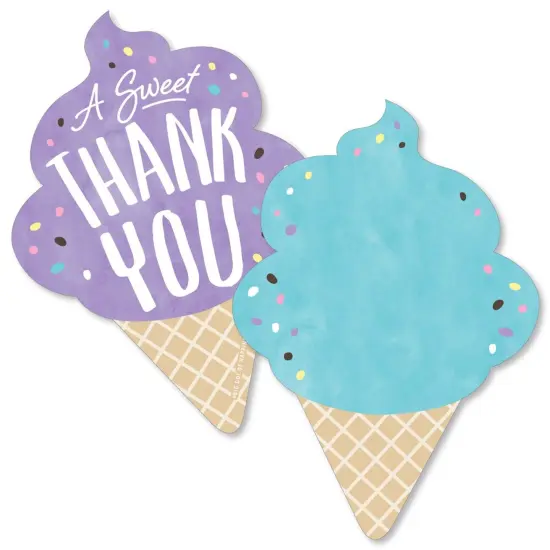 Big Dot of Happiness Scoop Up the Fun - Ice Cream - Shaped Thank You Cards - Sprinkles Party Thank You Note Cards with Envelopes - Set of 12 {1}
