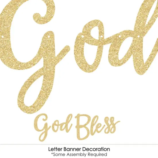 Big Dot of Happiness Elegant Cross -Party Letter Banner Decor- 36 Banner Cutouts and No-Mess Real Gold Glitter God Bless Banner Letters {6}
