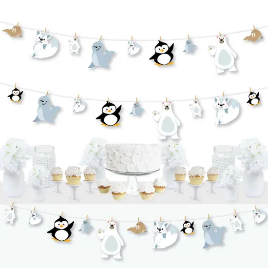 Big Dot of Happiness Arctic Polar Animals - Winter Baby Shower or Birthday Party DIY Decorations - Clothespin Garland Banner - 44 Pieces {1}