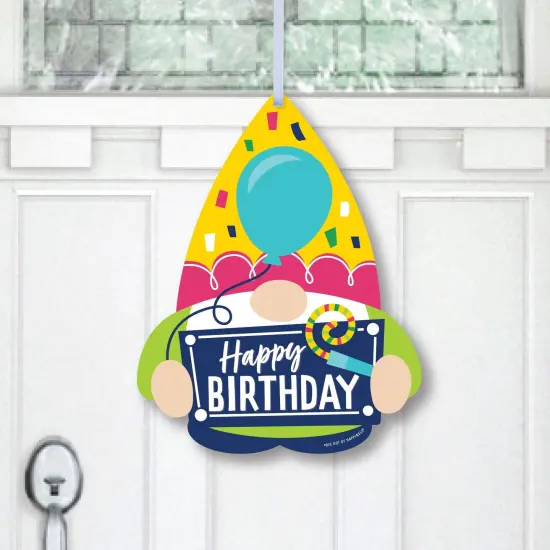 Big Dot of Happiness Gnome Birthday - Hanging Porch Happy Birthday Party Outdoor Decorations - Front Door Decor - 1 Piece Sign {1}