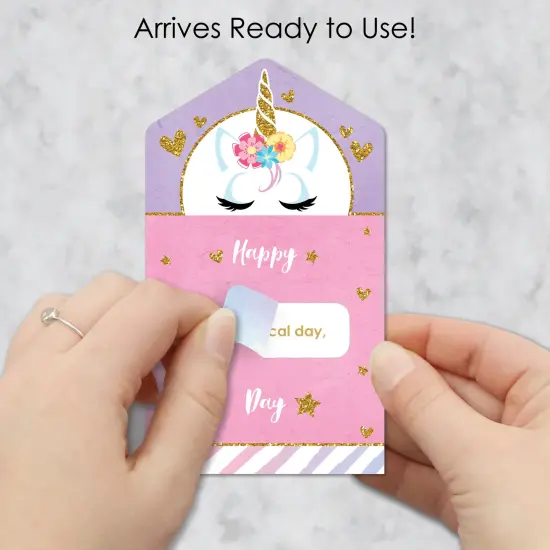 Big Dot of Happiness Rainbow Unicorn - Magical Unicorn Cards for Kids - Happy Valentine's Day Pull Tabs - Set of 12 {3}