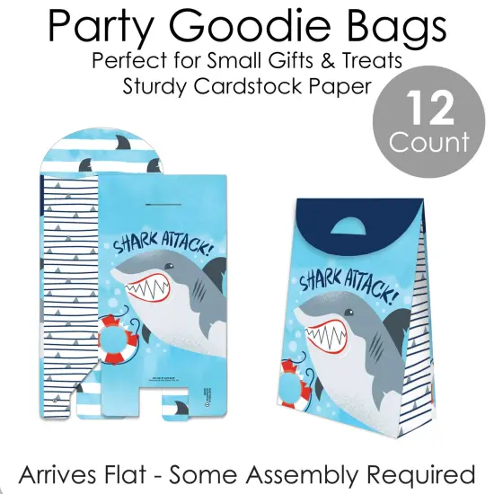 Big Dot of Happiness Shark Zone - Jawsome Shark Party or Birthday Gift Favor Bags - Party Goodie Boxes - Set of 12 {7}
