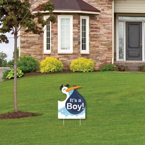 Big Dot of Happiness Boy Special Delivery - Outdoor Lawn Sign - It's a Boy Stork Baby Shower Yard Sign - 1 Piece {4}