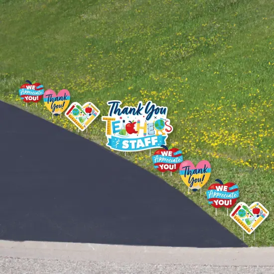 Big Dot of Happiness Thank You Teachers - Yard Sign and Outdoor Lawn Decorations - Teacher and Staff Appreciation Yard Signs - Set of 8 {3}
