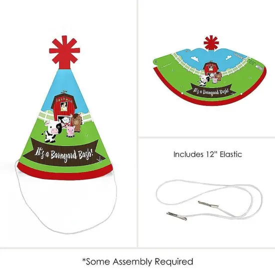Big Dot of Happiness Farm Animals - Mini Cone Baby Shower or Birthday Party Hats - Small Little Party Hats - Set of 8 {6}