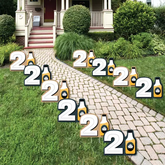 Big Dot of Happiness Cheers and Beers to 21 Years - Twenty-One Shaped Lawn Decorations - Outdoor 21st Birthday Party Yard Decorations - 10 Piece {1}