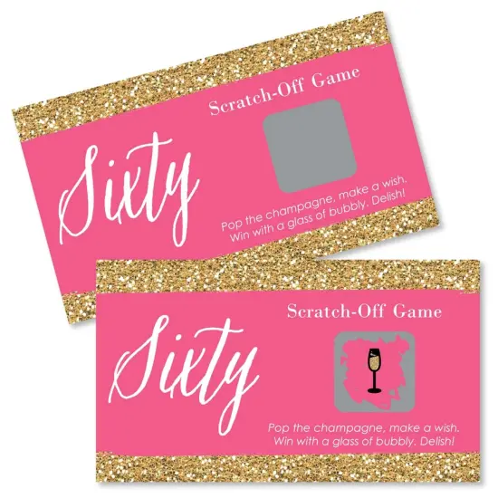 Big Dot of Happiness Chic 60th Birthday - Pink and Gold - Birthday Party Game Scratch Off Cards - 22 Count {1}
