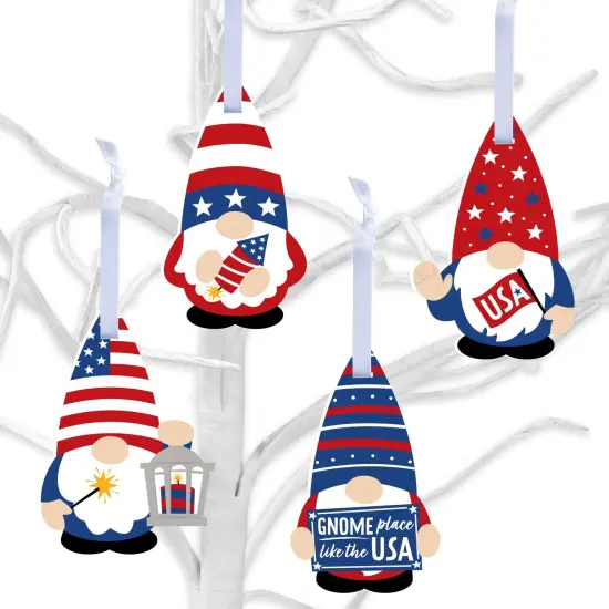 Big Dot of Happiness Patriotic Gnomes - Memorial Day, 4th of July and Labor Day Gnome Decorations - Tree Ornaments - Set of 12 {1}