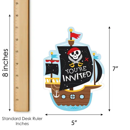 Big Dot of Happiness Pirate Ship Adventures - Shaped Fill-In Invitations - Skull Birthday Party Invitation Cards with Envelopes - Set of 12 {7}