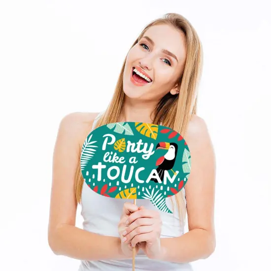 Big Dot of Happiness Calling All Toucans - Tropical Bird Baby Shower or Birthday Party Photo Booth Props Kit - 20 Count {4}