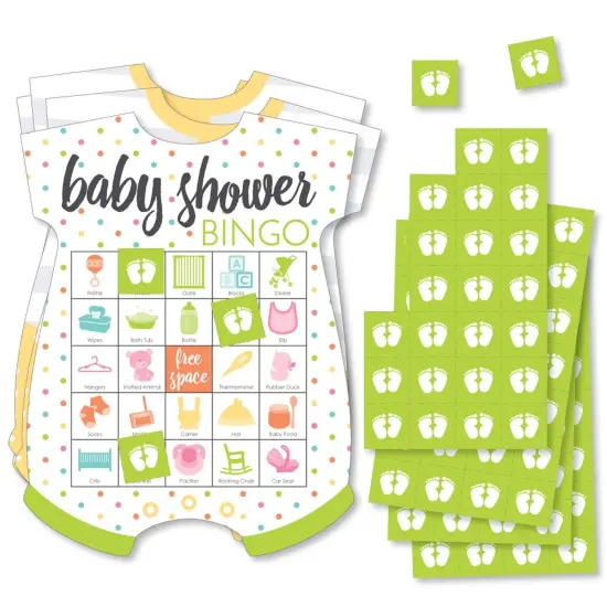 Big Dot of Happiness Baby Neutral - Picture Bingo Cards and Markers - Baby Shower Shaped Bingo Game - Set of 18 {1}