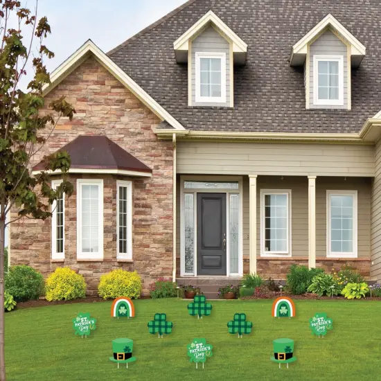Big Dot of Happiness Shamrock St. Patrick's Day - Hat, Rainbow Lawn Decorations - Outdoor Saint Paddy's Day Party Yard Decorations - 10 Piece {3}